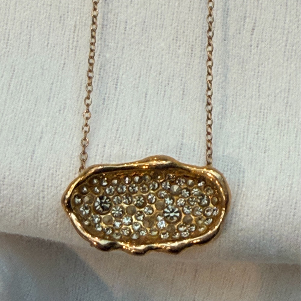 Alexis Bittar Gold Crystal Pavé Pendant Necklace